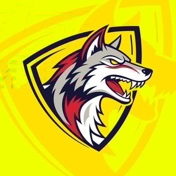Angry wolf e-sport gaming logo design perfect for competitive teams and dynamic branding vector