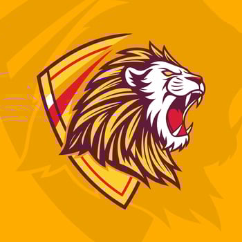Lion head e-sport logo design ideal for team branding and esports identity vector