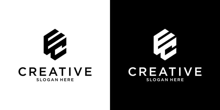 EC or CE initial letter logo design vector