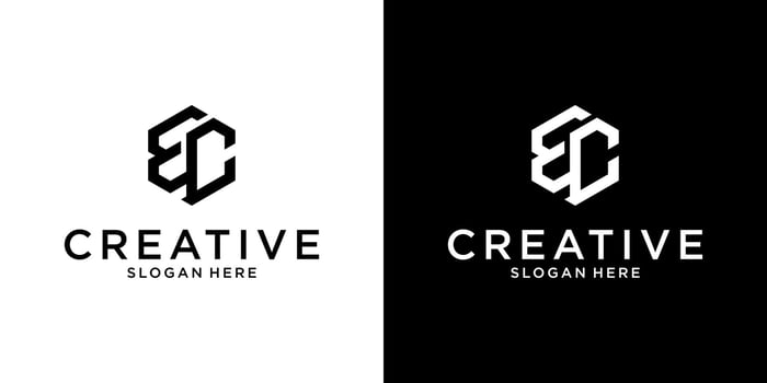 EC or CE initial letter logo design template vector