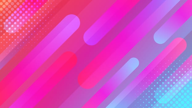 A vibrant and dynamic abstract banner background featuring halftones and gradient diagonal stripes vector