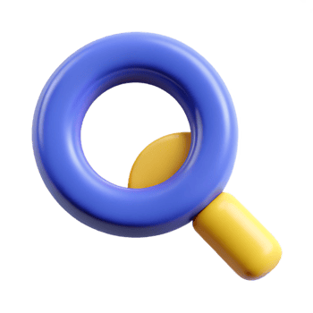 a blue and yellow magnifying glass on a transparent background png