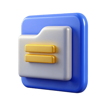 a blue and gold folder icon on a transparent background png