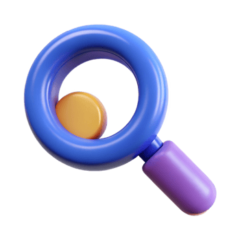 a magnifying glass with a yellow and blue ball png