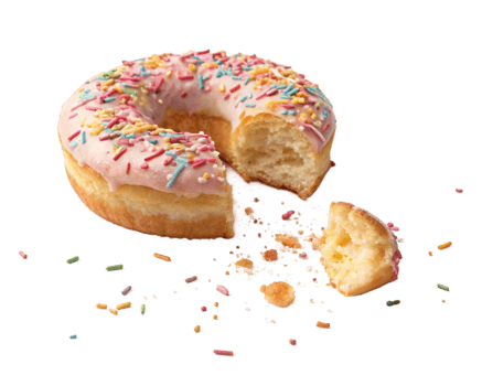 Delicious Glazed Donut Sprinkles Broken Bitten Cravings Sweet Treat png