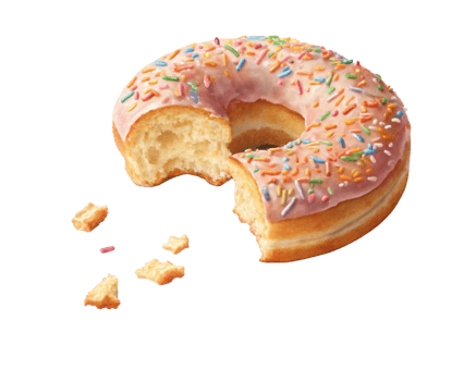 Delicious Pink Sprinkled Donut, Partially Eaten, Sweet Treat png