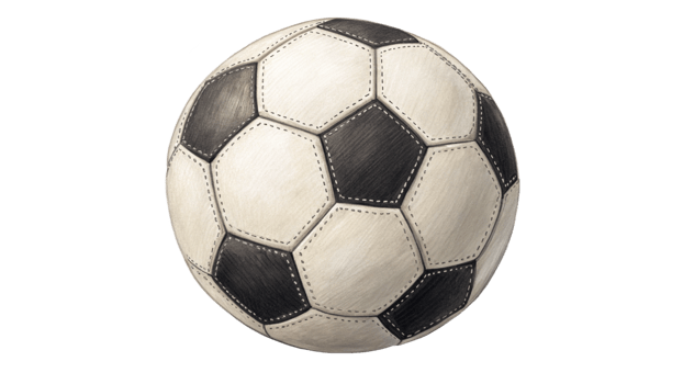 Classic Soccer Ball Leather Texture, Black and White Panels png