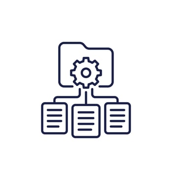 data management line icon, manage documents vector