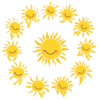Fun Cartoon Sun with Ribbon on Transparent Background png
