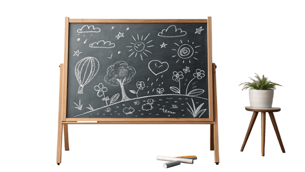 Wooden DoubleSided Chalkboard Easel Kids Drawing Art Learning png