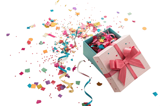 Exploding Gift Box Colorful Confetti Celebration Surprise png