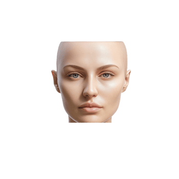 a mannequin head with no hair on a transparent background png