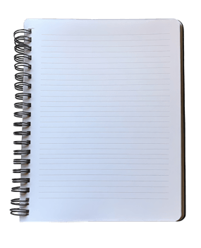 A blank spiral notebook with lined pages for writing or note-taking. png