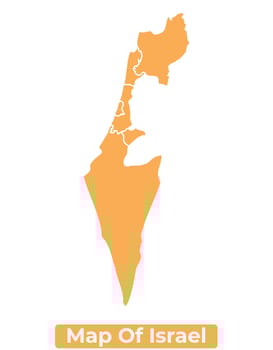 Israel country orange map simple flat border outline illustration vector