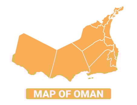 Oman country orange map simple flat border outline illustration vector