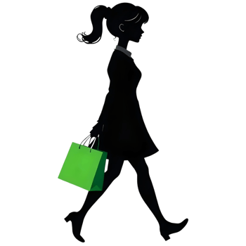 Silhouette of a girl walking with a bag cartoon png