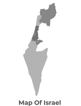 Israel Greyscale political map simple flat illustration vector