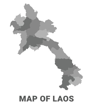 Laos Greyscale political map simple flat illustration vector