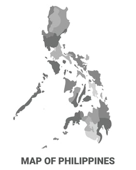 Philippines Greyscale political map simple flat illustration vector