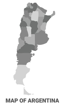 Argentina Greyscale political map simple flat illustration vector