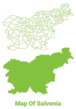 Green Slovenia map outline and flat illustration vector