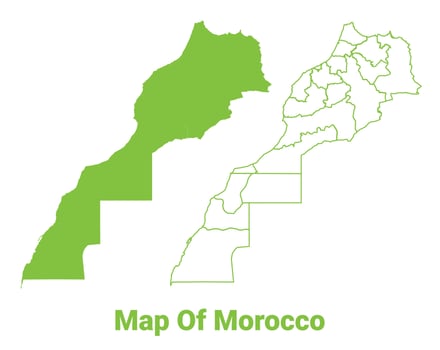 Green Morocco map outline and flat illustration vector