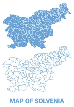 Slovenia Blue map flat regions border outline illustration vector