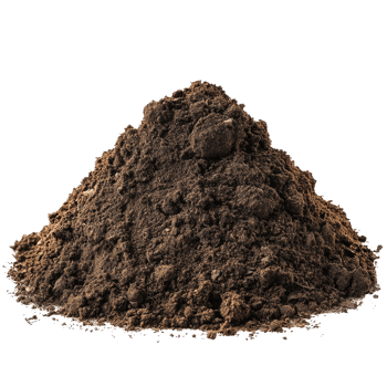 A large pile of rich, dark soil isolated on a transparent background for gardening and landscaping purposes, pile of soil isolated on transparent background png