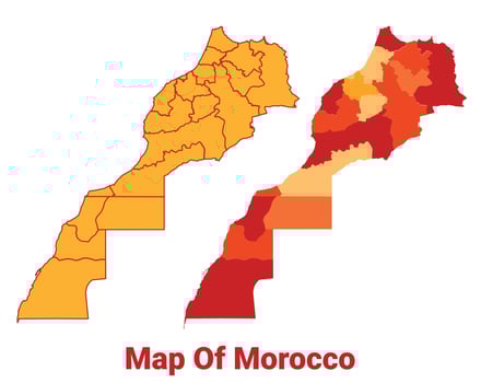 Morocco Map Yellow regions orange political map vector