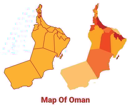 Oman Map Yellow regions orange political map vector