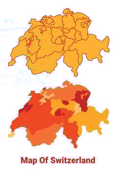 Switzerland Map Yellow regions orange political map vector