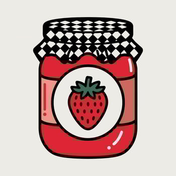 Strawberry Jam Jar with Checkered Lid Illustration vector