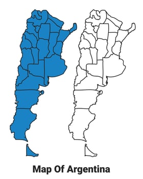 Argentina Blue detailed outline map border regions outline set vector