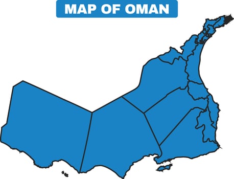 Blue Oman country map border outline vector