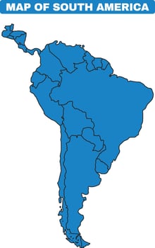 Blue South America country map border outline vector