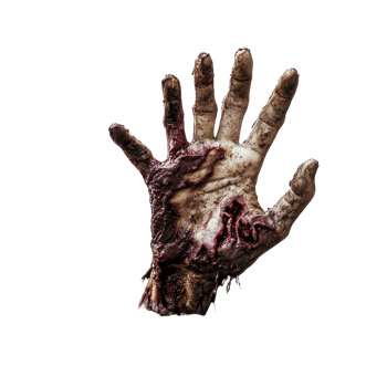 Zombie hand emerging from dark soil in a chilling Halloween horror atmosphere, Zombie Hand Emerging from Ground, Horror Scene, Halloween, transparent background png