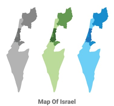 Israel country map in different colors vector
