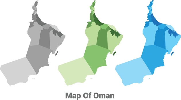 Oman country map in different colors vector