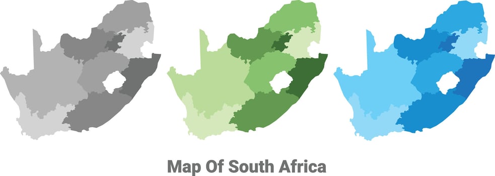 South Africa country map in different colors vector