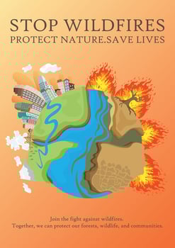 stop wildfires poster design flat illustration vector