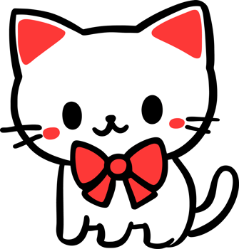 Cute Cartoon Cat with Red Bow Isolated png