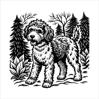 Cute Lagotto Romagnolo Dog Walking Vectors