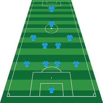 soccer field in perspective with tactics vector