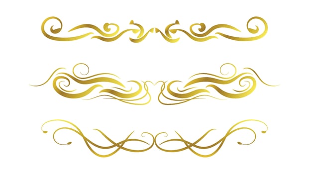 text dividers decoration set isolated on white background. golden swirl calligraphy lines vector