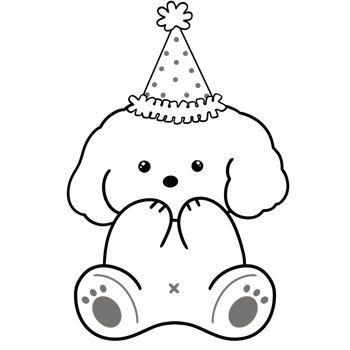 Little Dog With Party Hat Line Art Doodle Illustration png