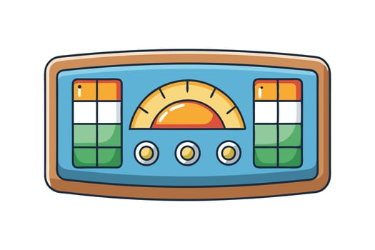 Flat design of PC dashboard with analog meters and dials for monitoring system performance and real time analytics vector