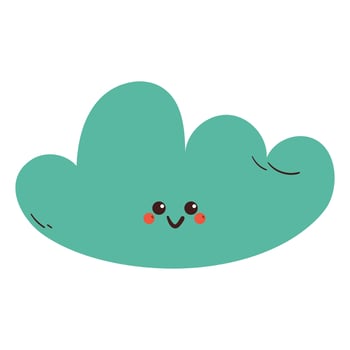 cute hand drawing cartoon blue cloud character with smile face vector