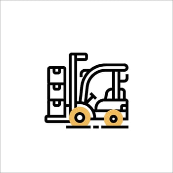Forklift truck icon, line art illustration vector
