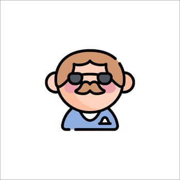 A man with glasses and mustache is wearing a blue shirt vector
