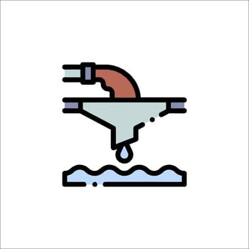 Water pipe with water coming out of it icon vector